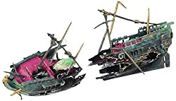 two piece sunken pirate ship for fish tank